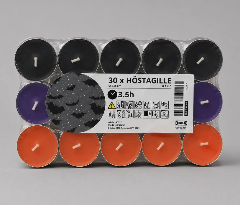 IKEA HÖSTAGILLE Scented Tea Lights – Pack of 30 Halloween Candles