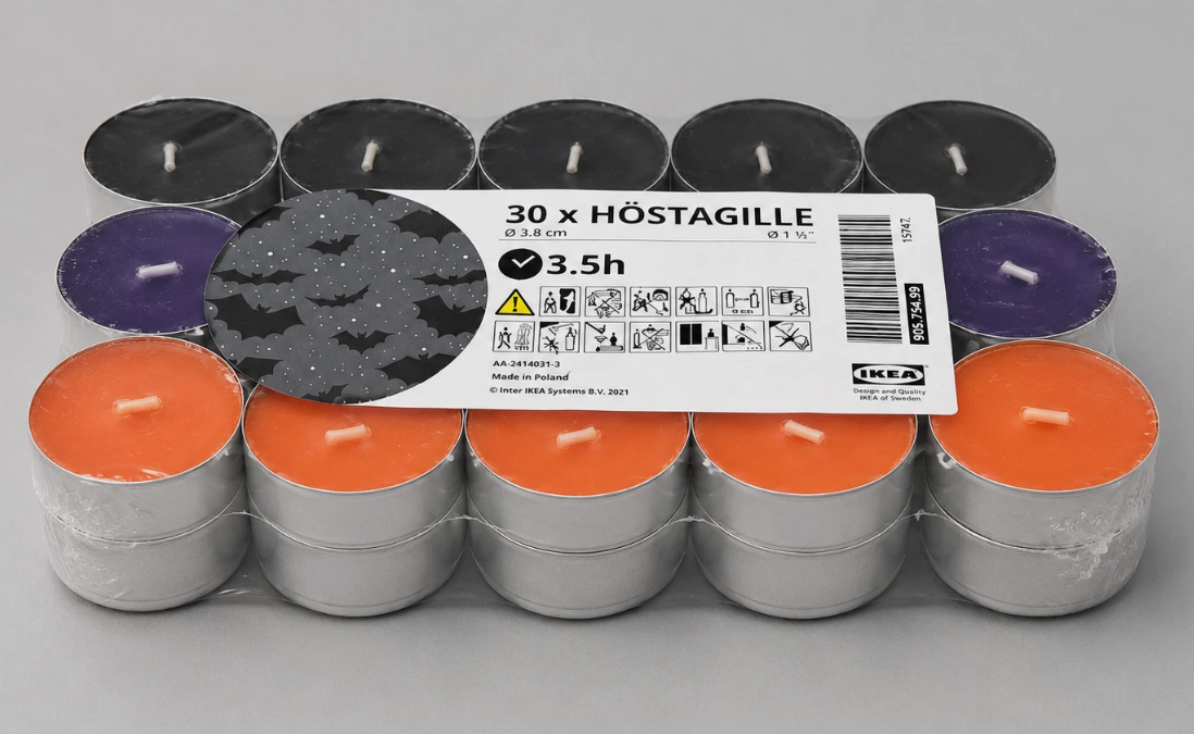 IKEA HÖSTAGILLE Scented Tea Lights – Pack of 30 Halloween Candles