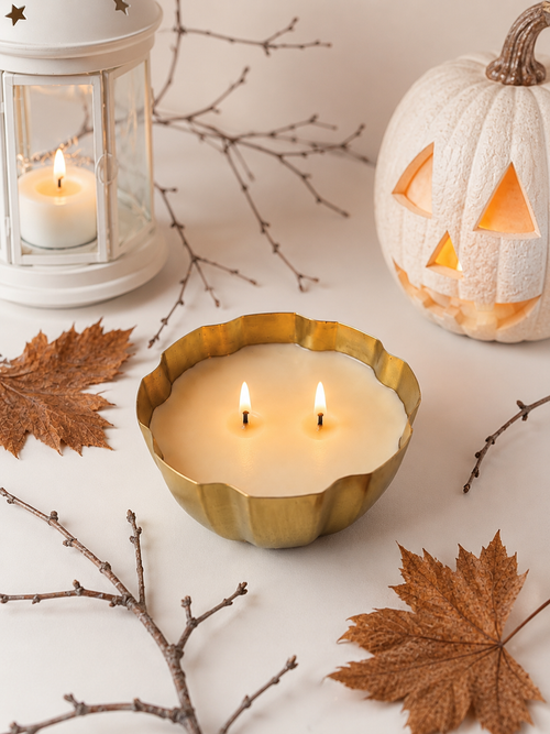 IKEA HÖSTAGILLE Pumpkin Scented Candle – Gold Tin, 2 Wick