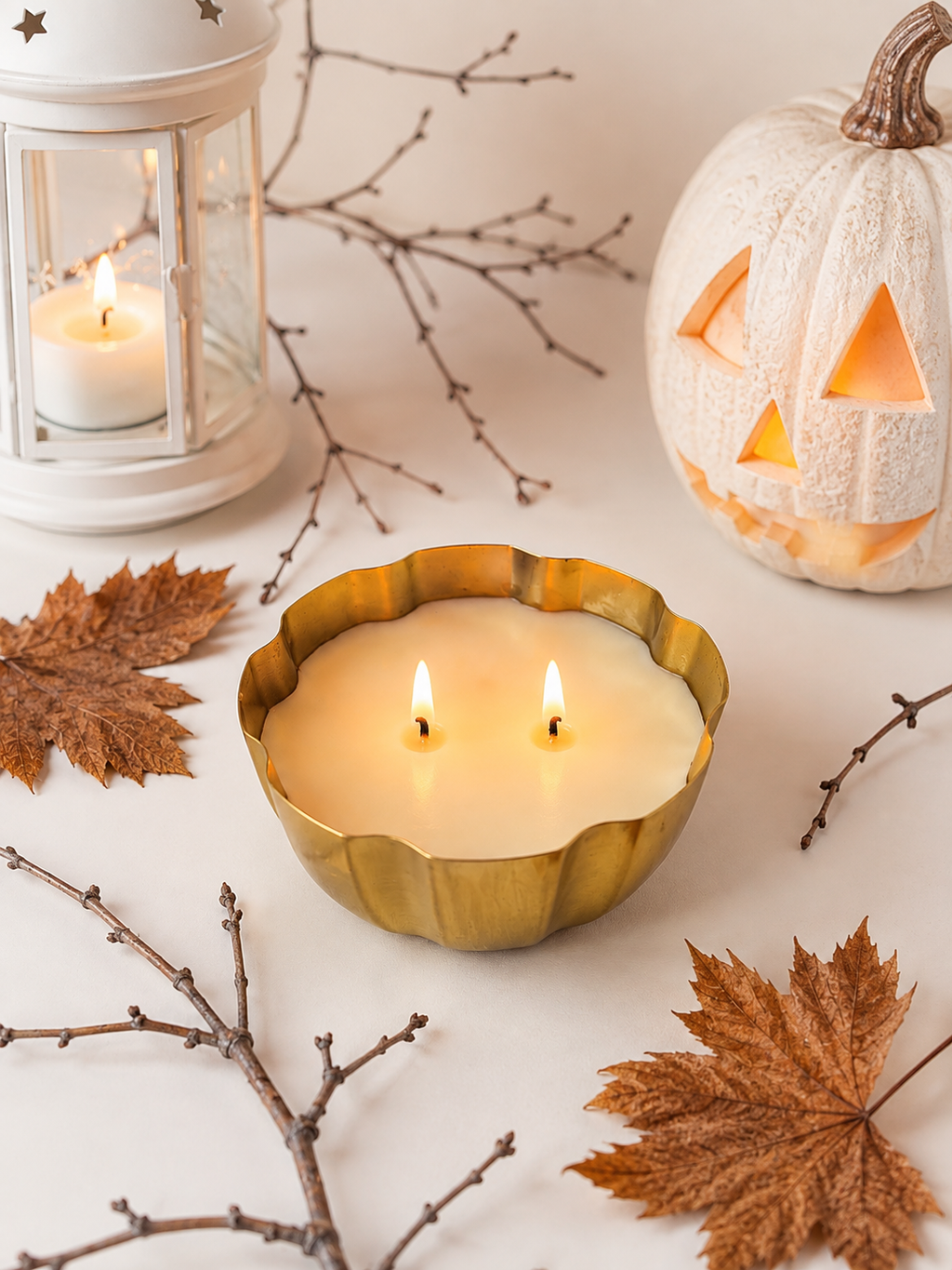 IKEA HÖSTAGILLE Pumpkin Scented Candle – Gold Tin, 2 Wick