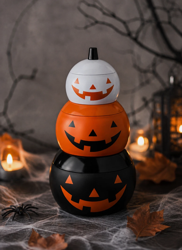 IKEA KUSTFYR Pumpkin Storage Tins with Lids – Set of 3 Halloween Tins