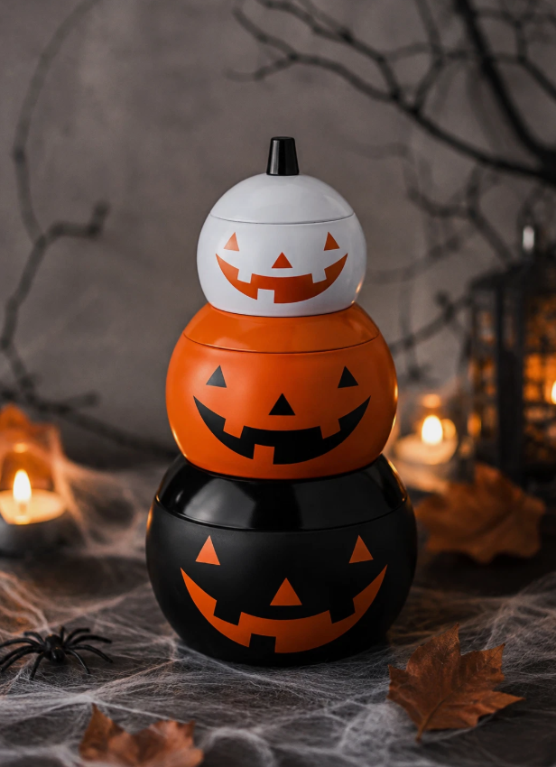 IKEA KUSTFYR Pumpkin Storage Tins with Lids – Set of 3 Halloween Tins