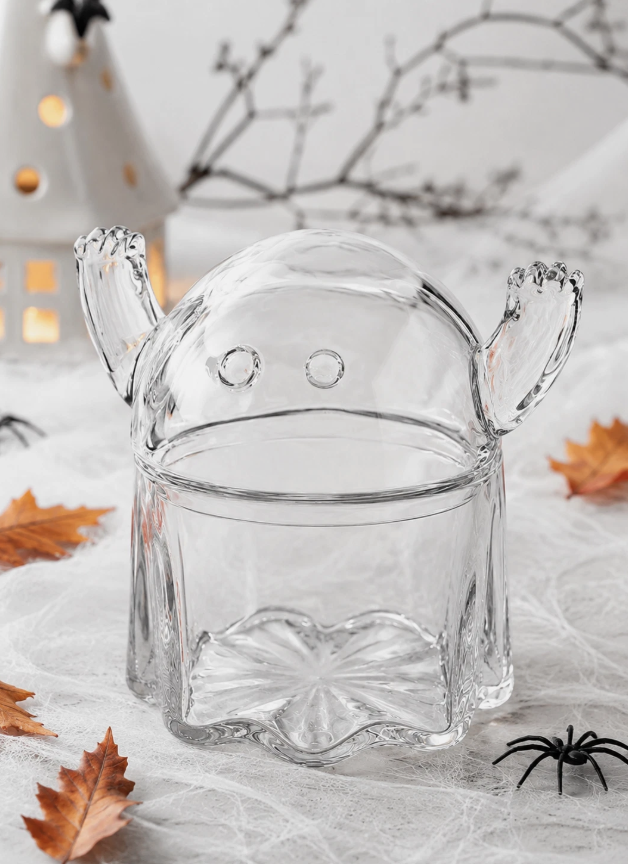 IKEA KUSTFYR Ghost Glass Bowl with Lid – Halloween Candy Jar