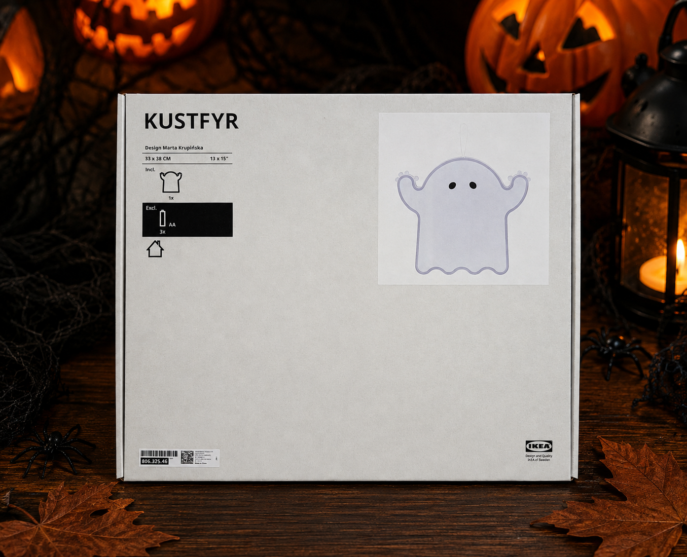 IKEA KUSTFYR LED Hanging Ghost – Halloween Decoration 33x38 cm