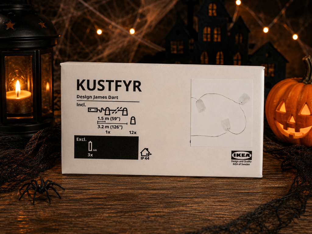 IKEA KUSTFYR Ghost LED Light Chain – 12 Lights Halloween Garland