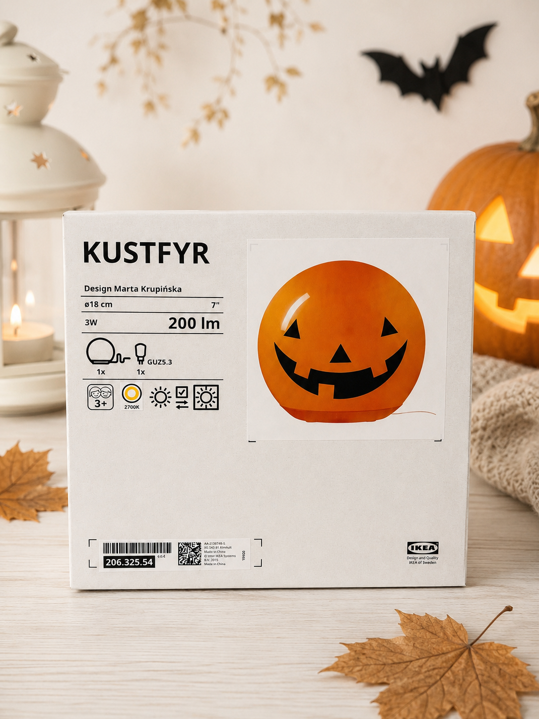 IKEA KUSTFYR Pumpkin LED Table Lamp – Halloween 18 cm