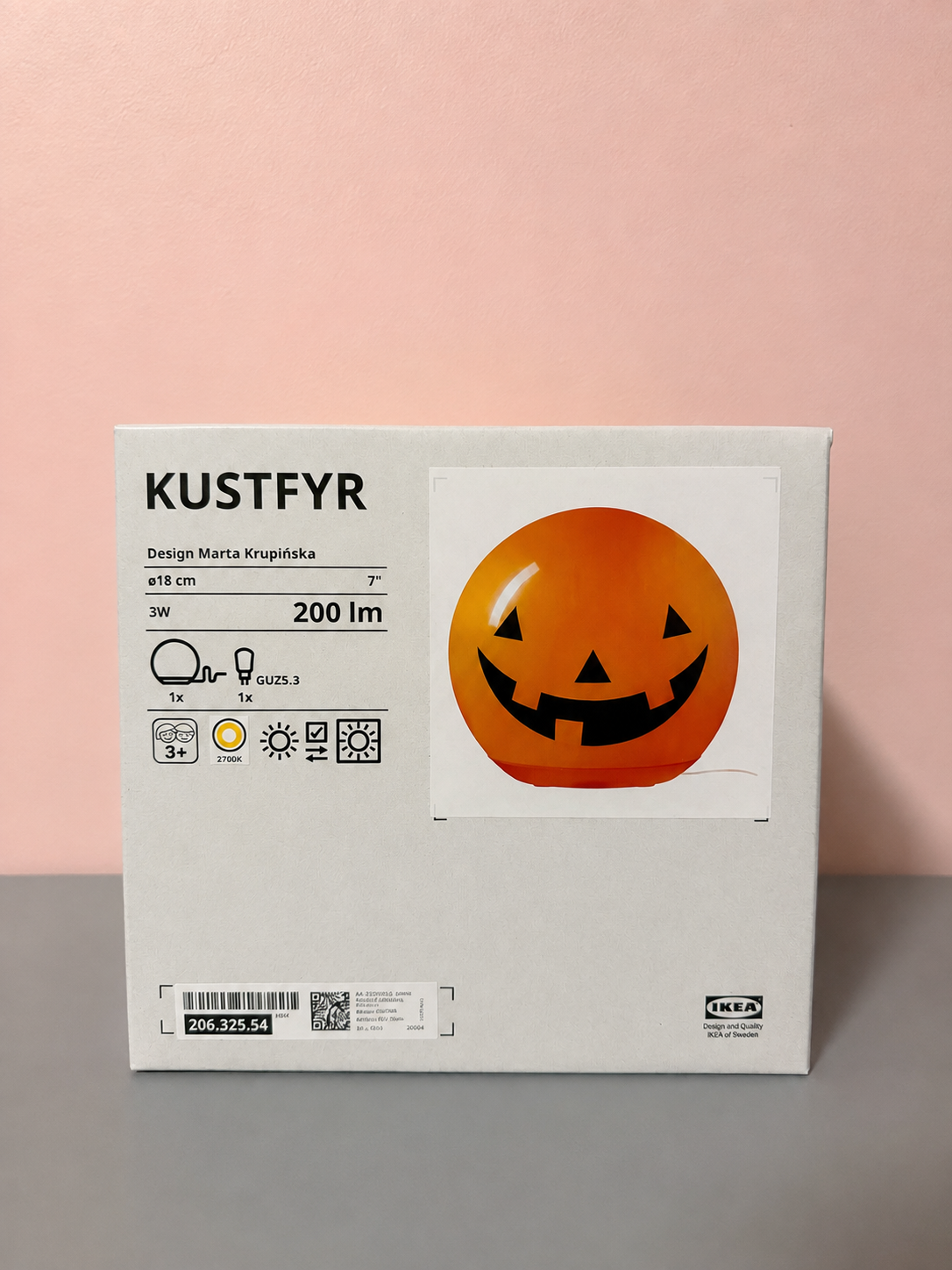 IKEA KUSTFYR Pumpkin LED Table Lamp – Halloween 18 cm