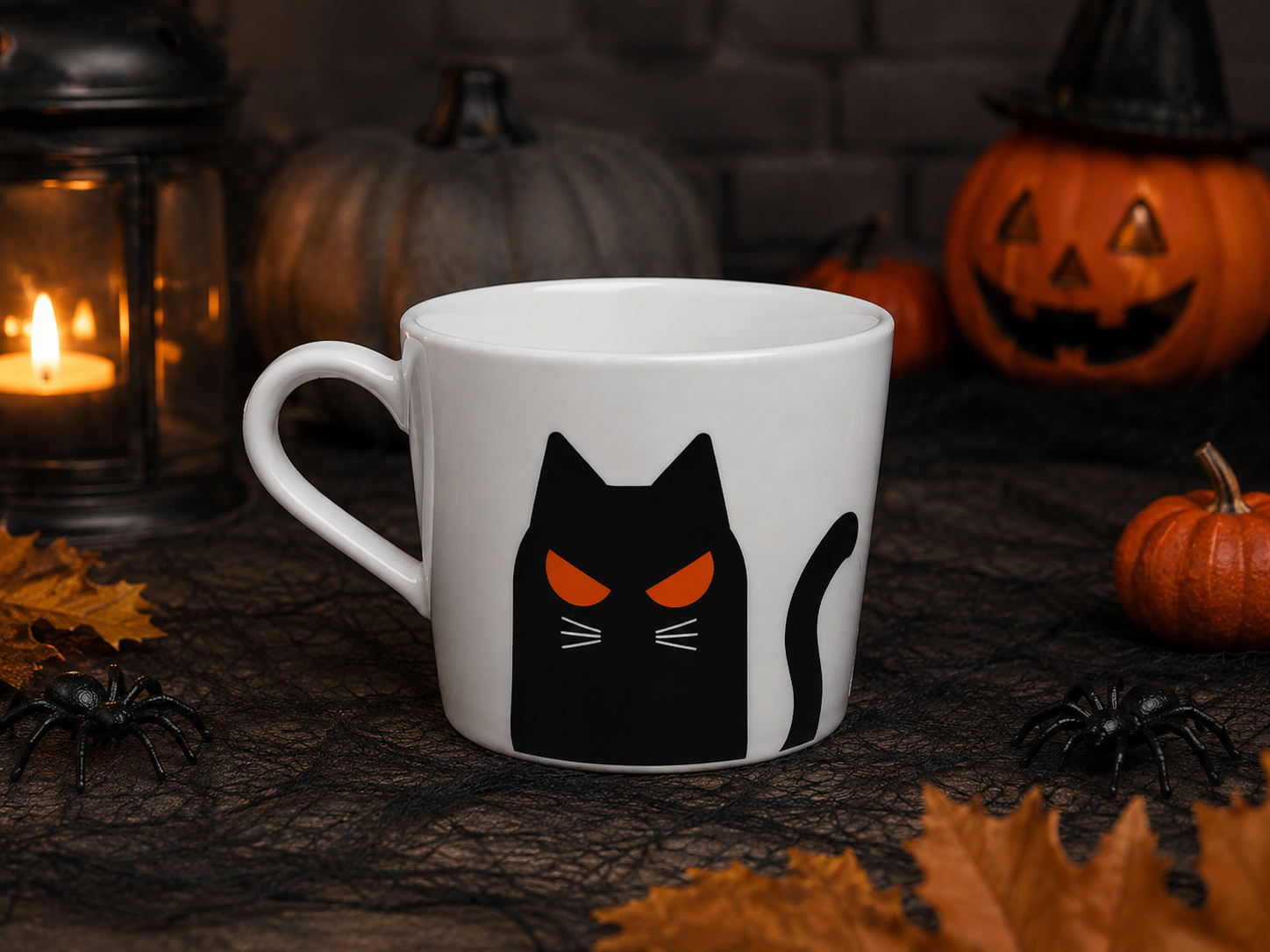 IKEA KUSTFYR Cat Mug – Black & White Halloween Mug 36 cl