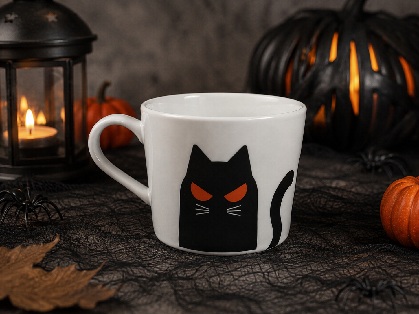 IKEA KUSTFYR Cat Mug – Black & White Halloween Mug 36 cl