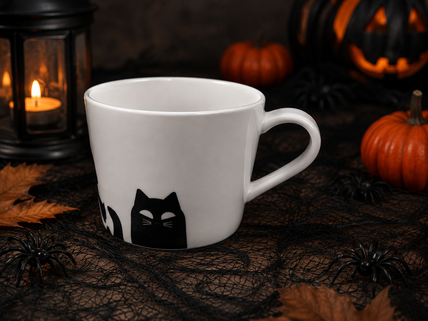 IKEA KUSTFYR Cat Mug – Black & White Halloween Mug 36 cl