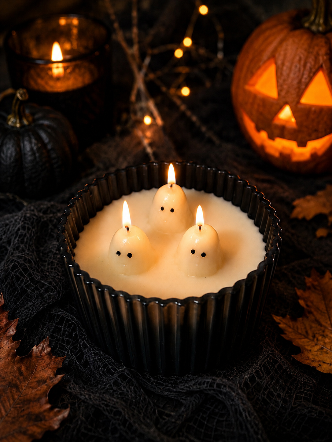 IKEA KUSTFYR Ghost Scented Candle – 3 Wick Halloween Candle