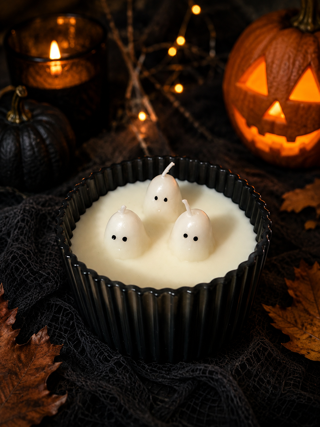 IKEA KUSTFYR Ghost Scented Candle – 3 Wick Halloween Candle