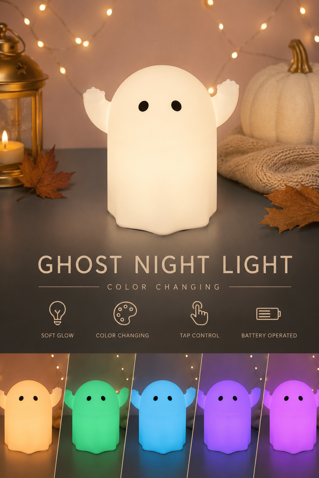 KEA KUSTFYR Ghost LED Table Lamp – Halloween Decorative Light